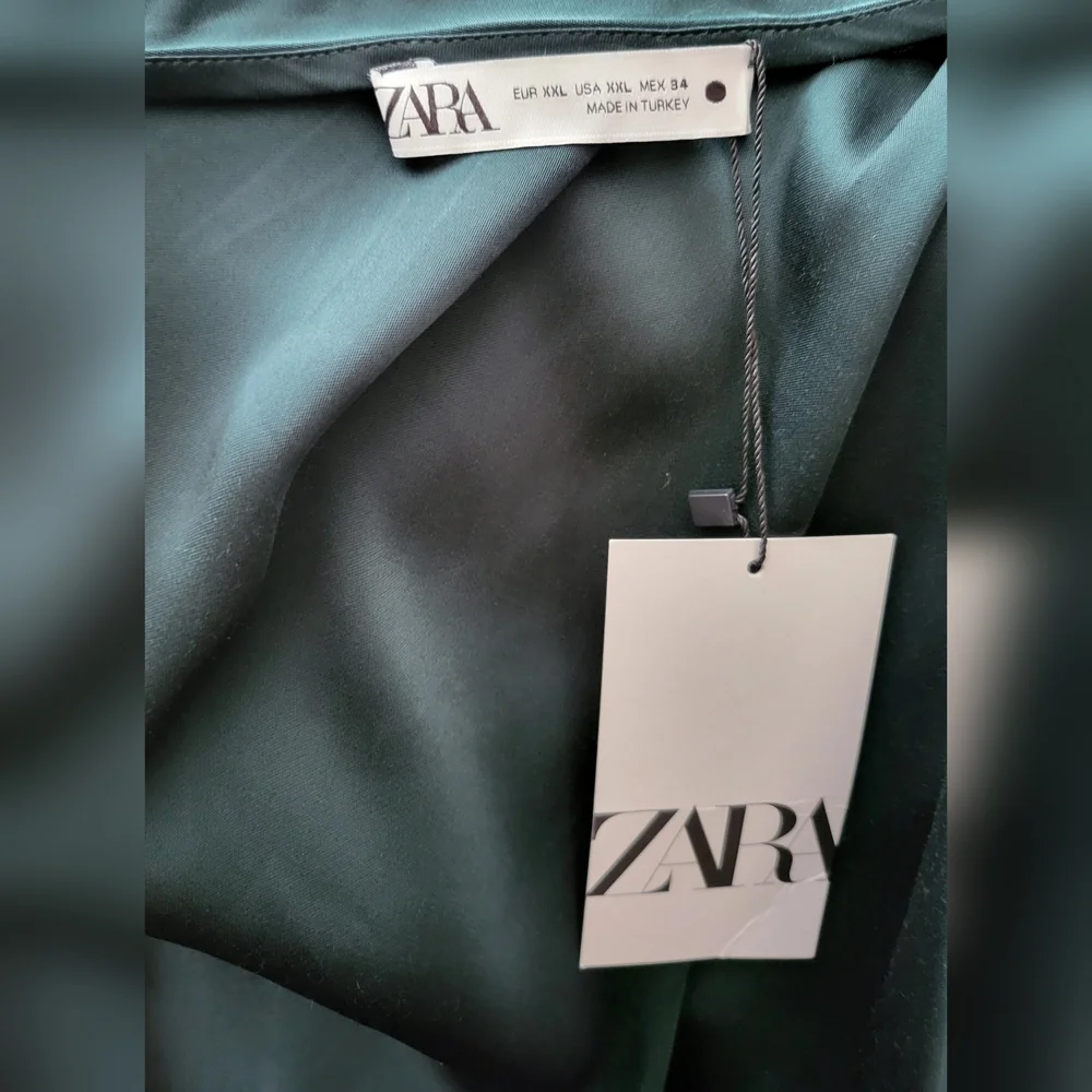 NWT Zara Satin Dress in Deep Green - Picture 12 of 14